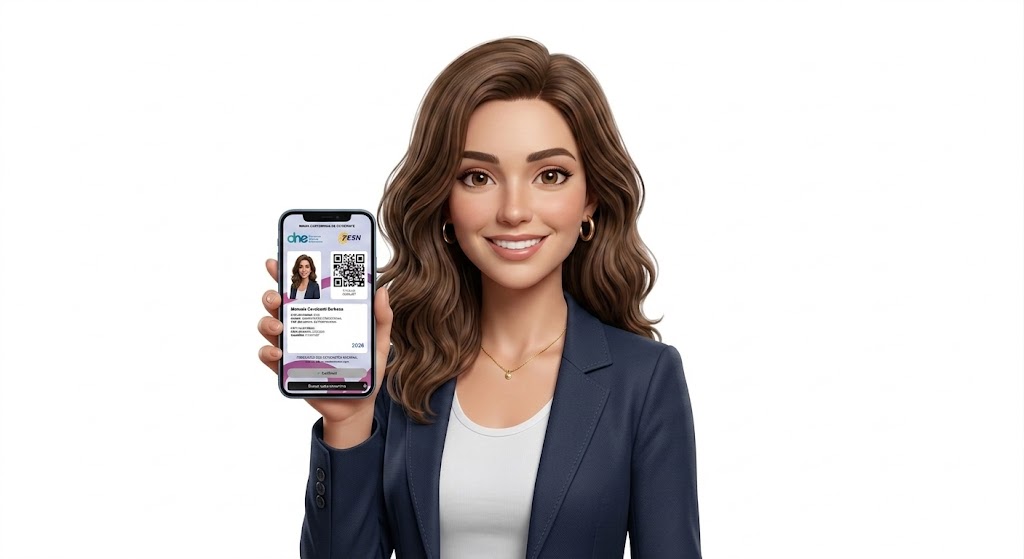 Estudante exibindo a carteirinha digital DNE no celular